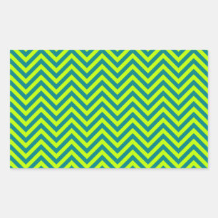 Sticker Rectangulaire Motif Chevron turquoise et Lime Green