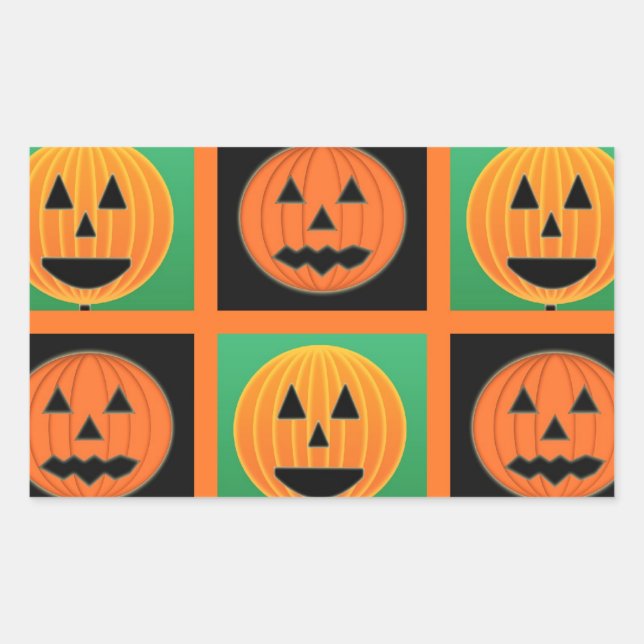 Sticker Rectangulaire Motif citrouille Halloween (Devant)