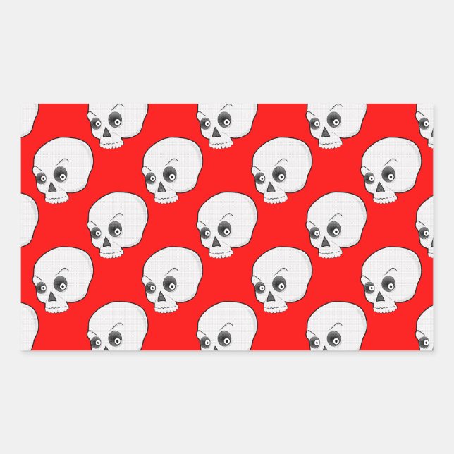 Sticker Rectangulaire Motif crâne sur Arrière - plan rouge (Devant)