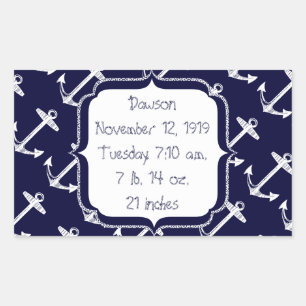 Sticker Rectangulaire Motif d'ancre de marine nautique