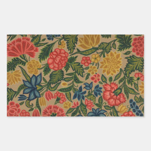 Sticker Rectangulaire Motif de broderie florale au crewel vintage