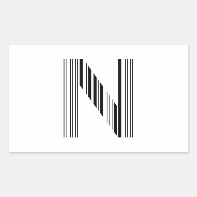 STICKER RECTANGULAIRE MOTIF DE CODE À BARRES DE PREMIÈRE INITIALE LETTRE (Devant)