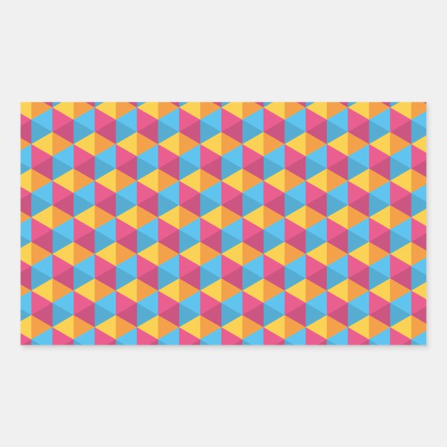 Sticker Rectangulaire Motif de cube coloré (Devant)
