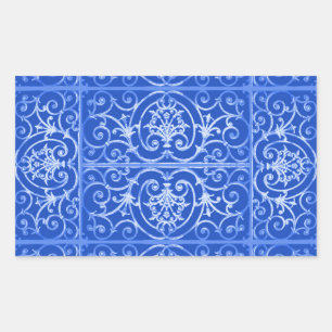 Sticker Rectangulaire Motif de défilement bleu royal