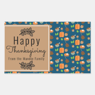 Sticker Rectangulaire Motif de feuillage de branche de Thanksgiving Cade