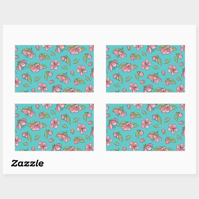 Sticker Rectangulaire Motif de fleurs (Feuille)