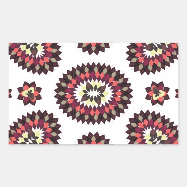 Sticker Rectangulaire Motif de fleurs Mandala (Devant)