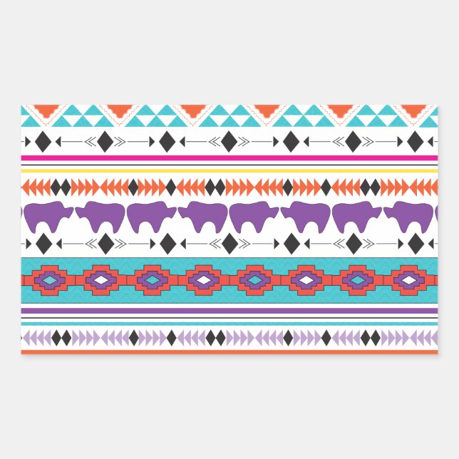 Sticker Rectangulaire Motif de la tribu indienne Aztec (Devant)