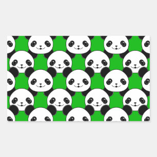 Sticker Rectangulaire Motif de l'ours Kawaii Panda