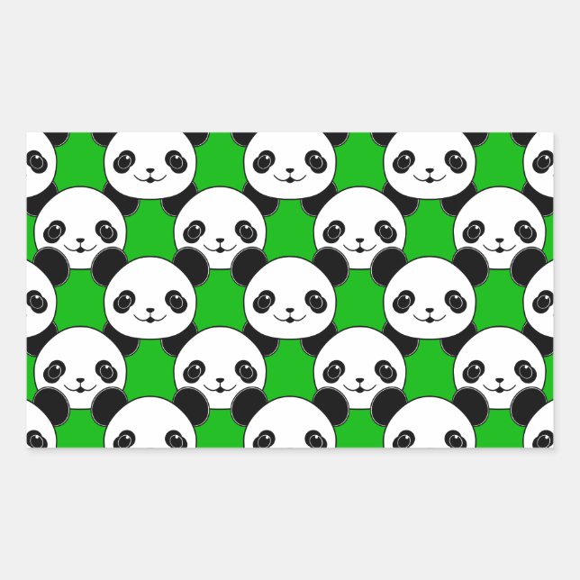 Sticker Rectangulaire Motif de l'ours Kawaii Panda (Devant)