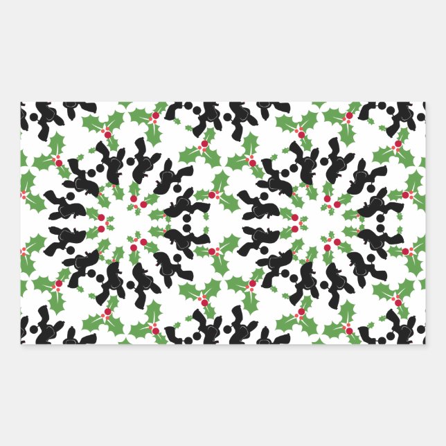 Sticker Rectangulaire Motif de Noël Caniche (Devant)