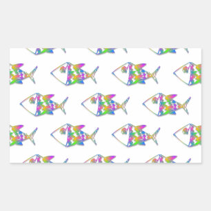 Sticker Rectangulaire Motif de poisson Abstrait