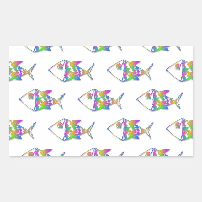 Sticker Rectangulaire Motif de poisson Abstrait (Devant)