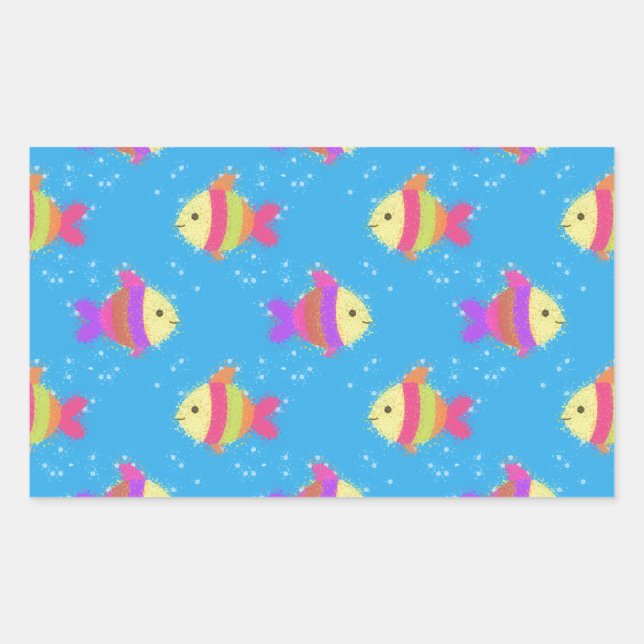 Sticker Rectangulaire Motif de poissons (Devant)