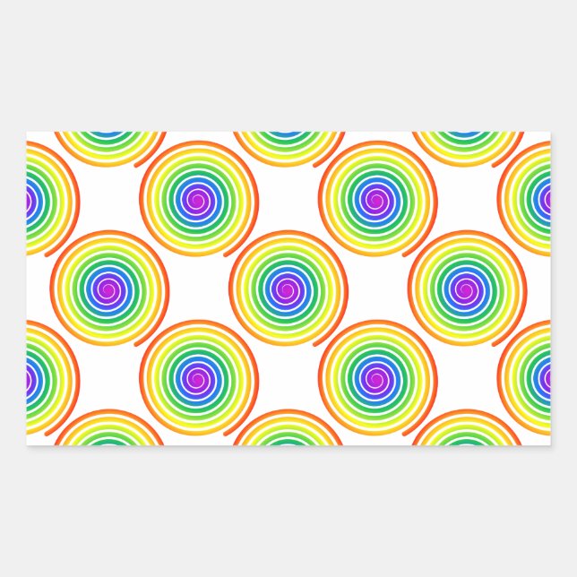 Sticker Rectangulaire Motif de spirale arc-en-ciel (Devant)