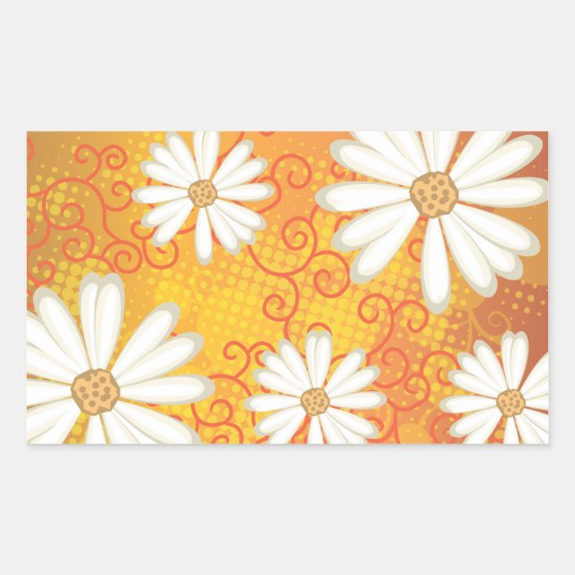 Sticker Rectangulaire Motif de tatouage de marguerite tribale pointillée (Devant)