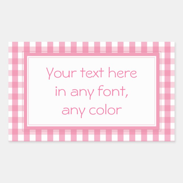 Sticker Rectangulaire Motif de vérification En vichy rose (Devant)