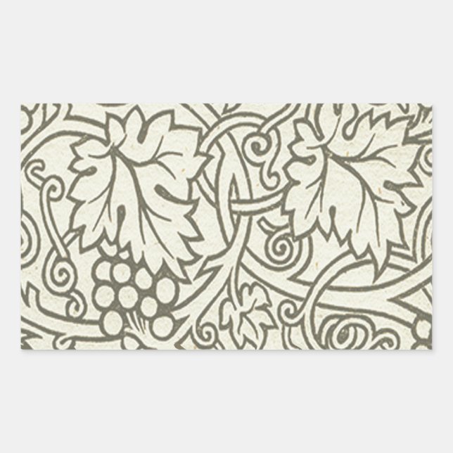 Sticker Rectangulaire Motif de vigne de raisin gris vert de William Morr (Devant)