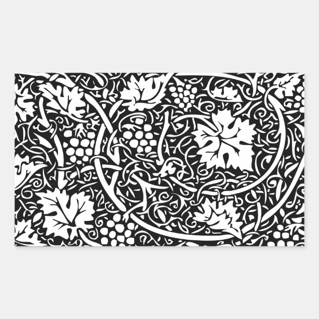 Sticker Rectangulaire Motif de vigne de raisin noir et blanc de William  (Devant)