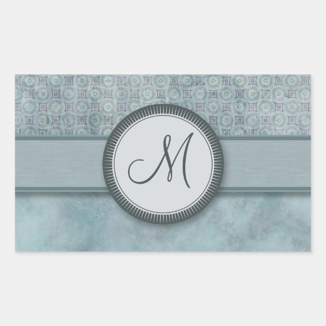 Sticker Rectangulaire Motif Denim Blue Coin avec Monogramme (Devant)