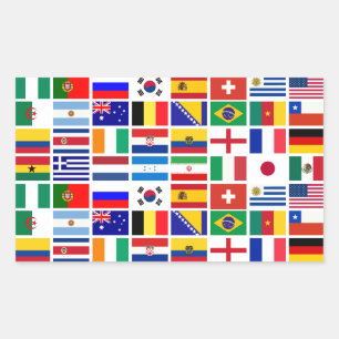 Sticker Rectangulaire MOTIF des drapeaux du FOOTBALL 2014