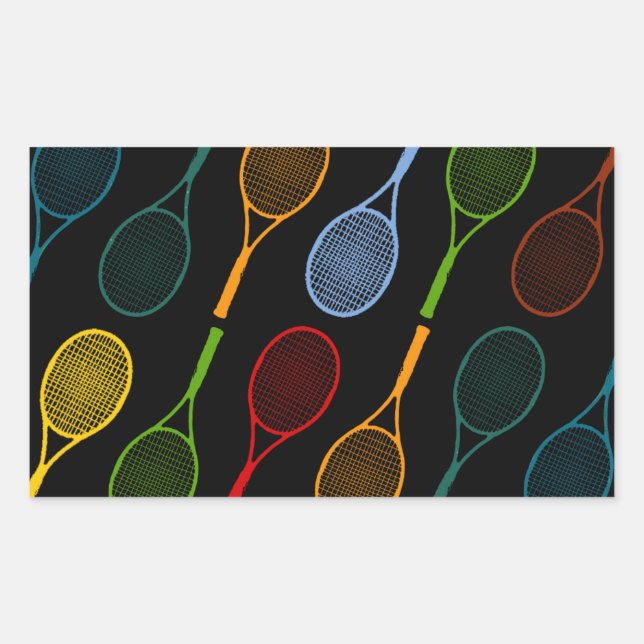 Sticker Rectangulaire motif des raquettes de tennis colorées (Devant)