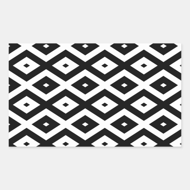 Sticker Rectangulaire Motif diamant noir et blanc (Devant)