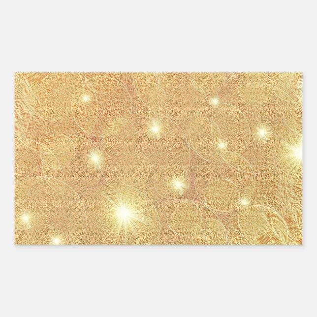 Sticker Rectangulaire motif doré avec des étoiles brillantes (Devant)