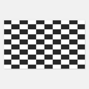 Sticker Rectangulaire Motif du drapeau cool noir et blanc À damiers
