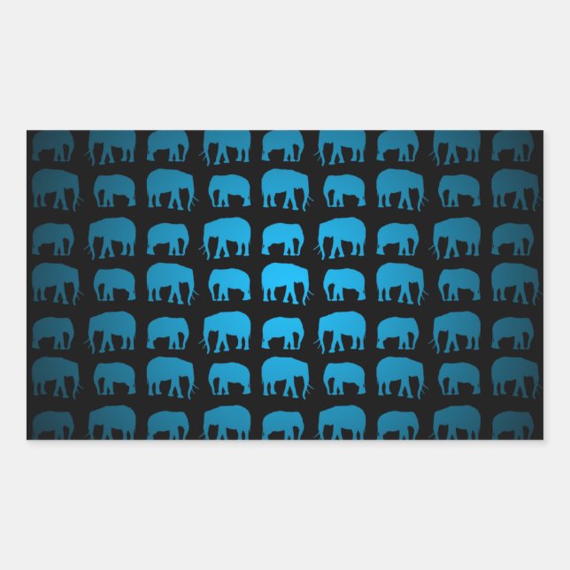 Sticker Rectangulaire Motif Éléphant Bleu (Devant)