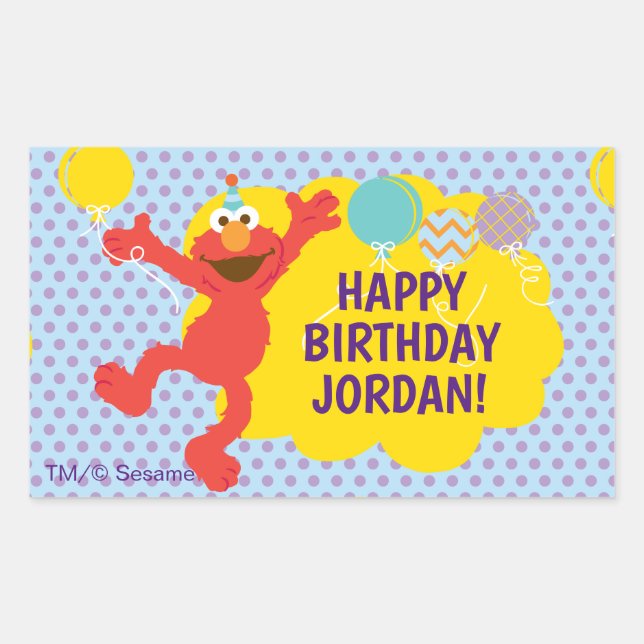 Sticker Rectangulaire Motif Elmo avec ballons de fête (Devant)