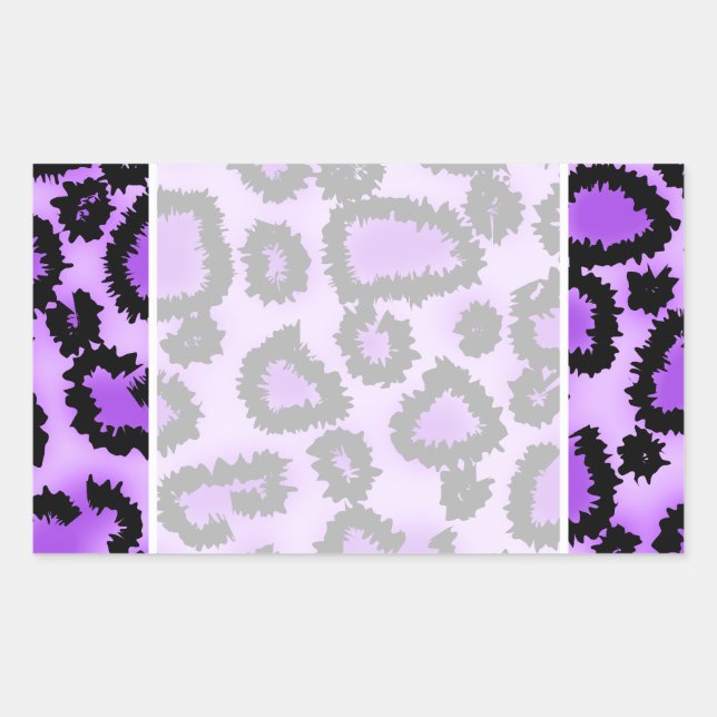 Sticker Rectangulaire Motif Empreinte de léopard violet et noir. (Devant)