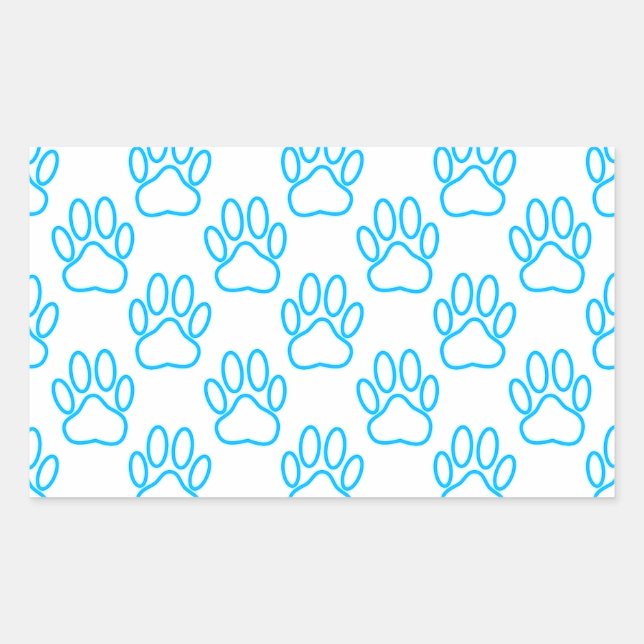 Sticker Rectangulaire Motif Empreinte de patte de Blue Neon Dog (Devant)