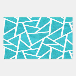 Sticker Rectangulaire Motif en mosaïque bleu-vert et blanc
