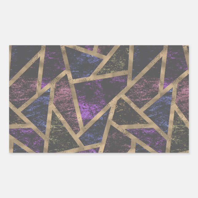 Sticker Rectangulaire Motif en mosaïque violet et or (Devant)