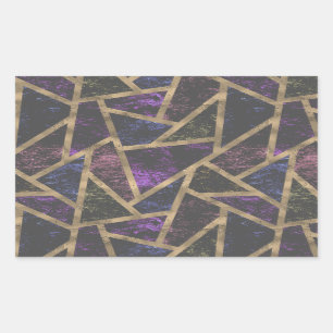 Sticker Rectangulaire Motif en mosaïque violet et or