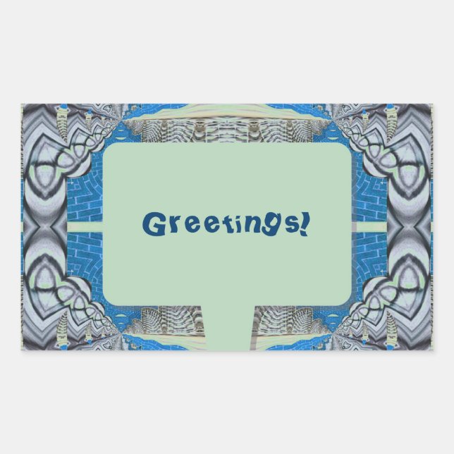 Sticker Rectangulaire Motif et texte fractionné psychédélique (Devant)