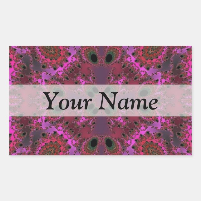Sticker Rectangulaire Motif fractal numérique magenta (Devant)