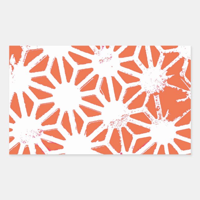 Sticker Rectangulaire Motif géométrique orange et blanc (Devant)