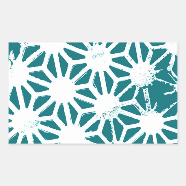 Sticker Rectangulaire motif géométrique turquoise et blanc (Devant)