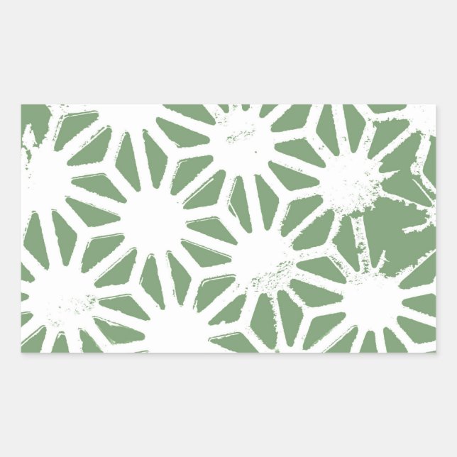 Sticker Rectangulaire Motif géométrique vert et blanc olive (Devant)
