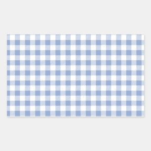 Sticker Rectangulaire Motif Gingham Bleu Clair Imprimé Carreaux Classiqu