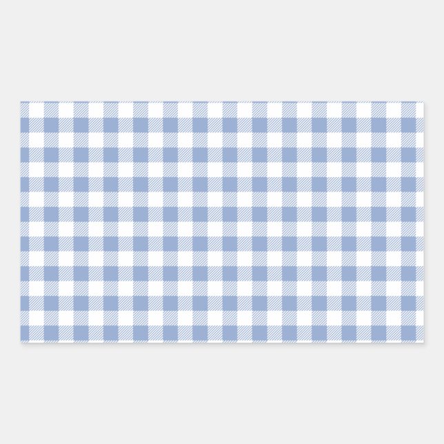 Sticker Rectangulaire Motif Gingham Bleu Clair Imprimé Carreaux Classiqu (Devant)