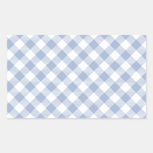 Sticker Rectangulaire Motif Gingham Bleu Clair Imprimé Carreaux Classiqu