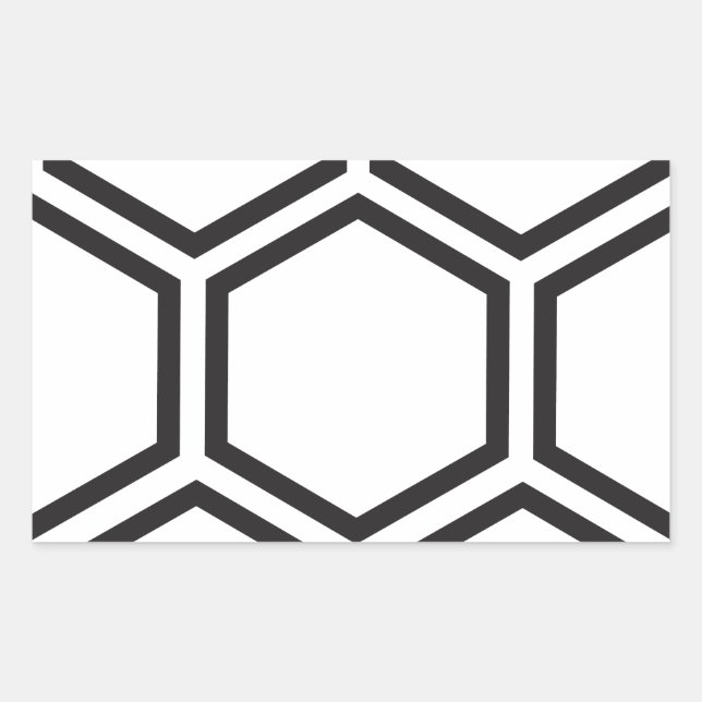 Sticker Rectangulaire Motif Hexagon noir. (Devant)
