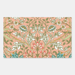 Sticker Rectangulaire Motif Hyacinthe Rose Poussiéreuse de William Morri