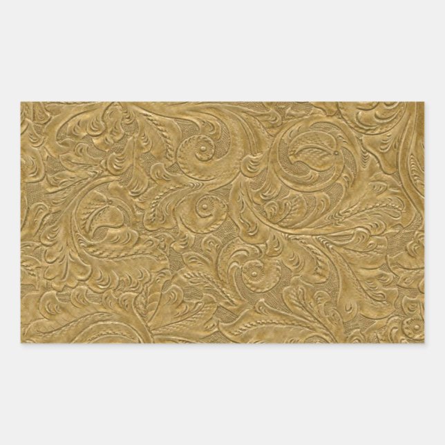 Sticker Rectangulaire Motif métallique de remous d'or (Devant)