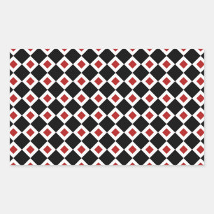 Sticker Rectangulaire Motif noir, blanc, diamant rouge