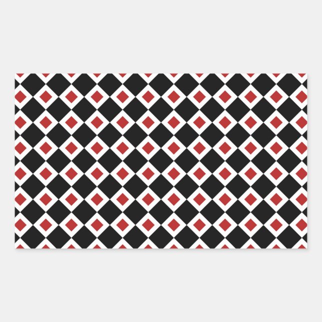 Sticker Rectangulaire Motif noir, blanc, diamant rouge (Devant)