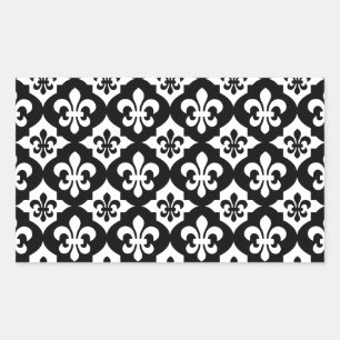 Sticker Rectangulaire Motif noir blanc Fleur de Lis